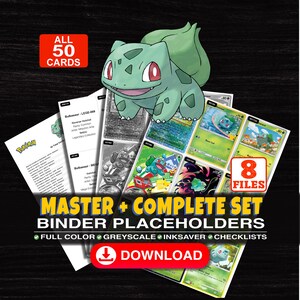 Bulbasaur Pokemon Master Set Binder Checklist | Every Bulbasaur Card Ever Made | Printable Placeholder Sheets & Tracker | Pokemon Proxy