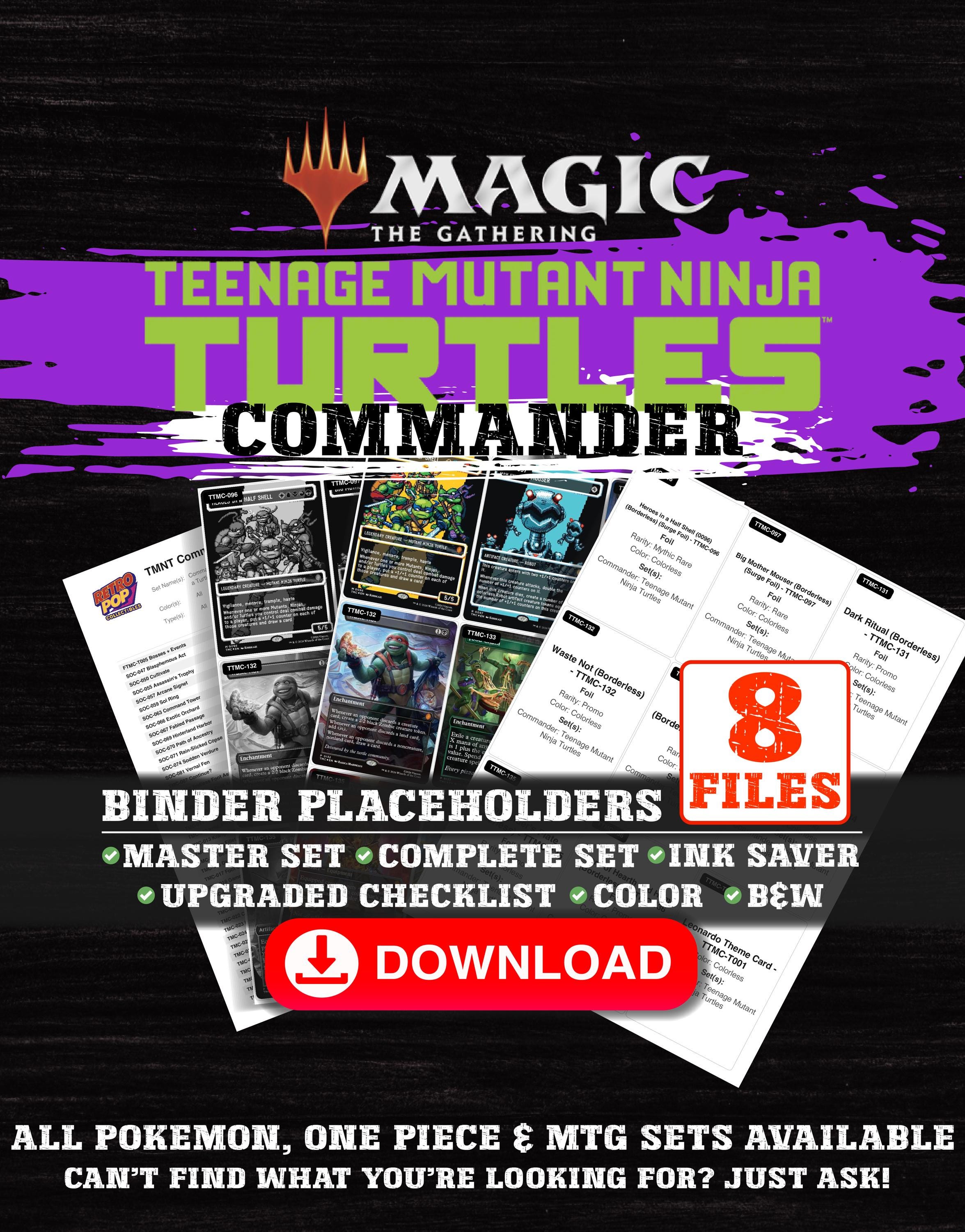 Magic the Gathering Placeholder TCG Set Checklist Printable