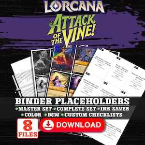 Attack of the Vine Disney Lorcana Ordner-Checkliste | Master-Set-Tracker & Kartensammler-Platzhalterblätter | Druckbares TCG