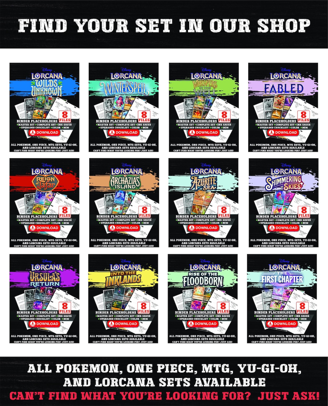 D23 Promo Cards Disney Lorcana Binder Checklist | Master Set