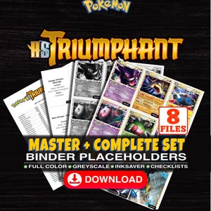 Puede incluir: Un conjunto de descarga digital de marcadores de carpeta para Pokemon HS Triumphant con 8 archivos que incluyen opciones a todo color, escala de grises y ahorro de tinta, además de listas de verificación y un botón de descarga.