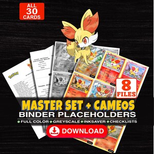Fennekin Pokémon Master Set Pärm Checklista | Alla engelska Fennekin-kort som någonsin gjorts | Utskrivbara platshållarblad | Pokémon Proxy
