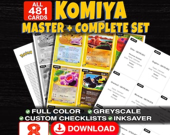 Tomokazu Komiya Pokemon Artist Master Set Binder Checklist | Every Tomokazu Komiya Card Ever Made | Printable Placeholder Sheets