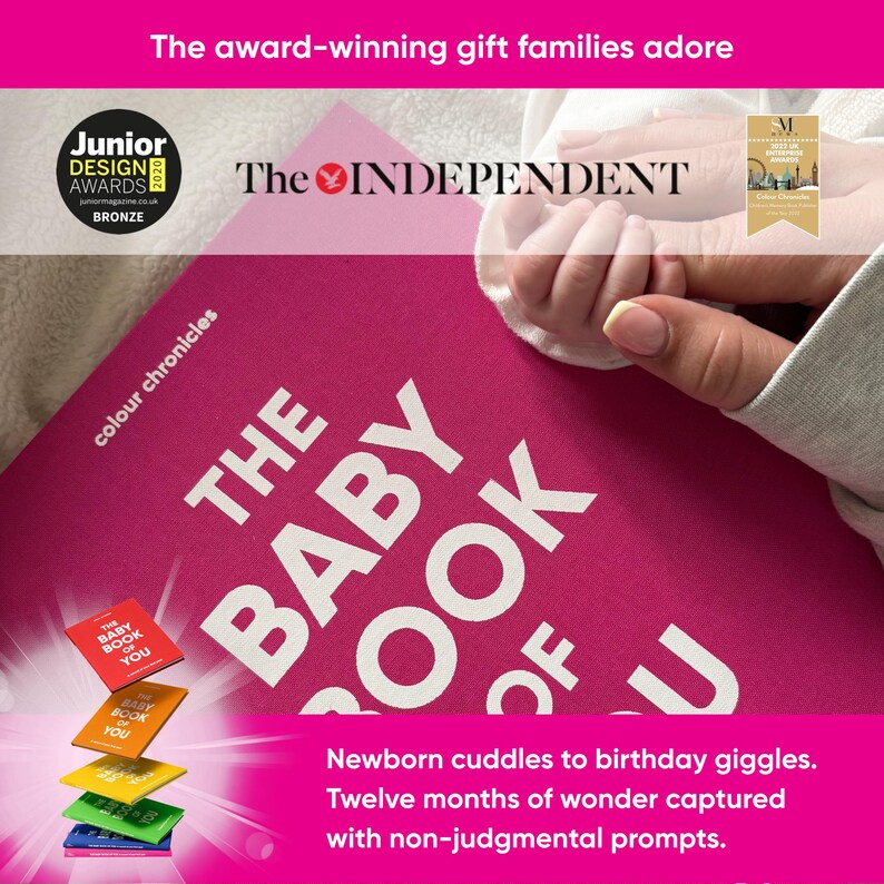 Newborn Baby Memory Book | First Year Milestones Journal | Christening Gift | Baby Keepsake | Pink image 10