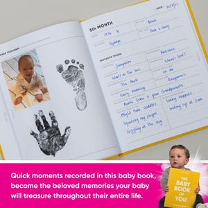 Newborn Baby Memory Book | First Year Milestones Journal | Christening Gift | Baby Keepsake | Pink image 8