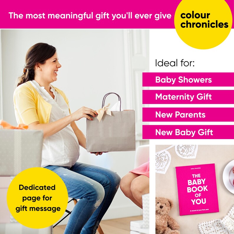 Newborn Baby Memory Book | First Year Milestones Journal | Christening Gift | Baby Keepsake | Pink image 14