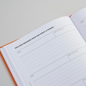 At the back of this baby memory journal there are pages for family and friends to write welcome messages to the new baby. Thoughtful extras like this make the baby book of you a unique and wanted baby shower gift for new parents.