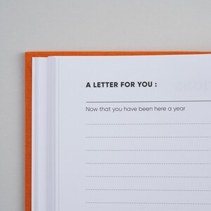 Write a letter to your baby at the end of this baby memory journal. The letter is for them at the end of their first year. Write to your baby and imagine them reading it back in years to come. This baby book really is a wonderful new baby gift.