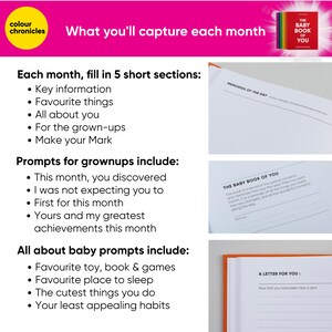 Newborn Baby Memory Book | First Year Milestones Journal | Christening Gift | Baby Keepsake | Pink image 12