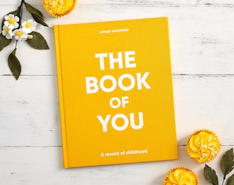 Kids Memory Book Ages 1-16 | Fill-In Yearly Journal | Childhood Keepsake Gift | Baby Record Book | Yellow