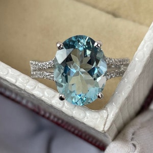 Oval Aquamarine Promise Ring: 925 Sterling Silver Engagement, Wedding