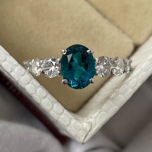 Lab Paraiba Ring, Paraiba Tourmaline Ring, Oval Cut Paraiba Ring, 925 Sterling Silver, Engagement Ring, Anniversary Gift for her