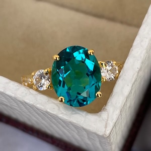 Paraiba Tourmaline Ring, Paraiba Ring, Oval Cut Paraiba Ring, 925 Sterling Silver, Anniversary Ring, Engagement Ring, Statement Ring