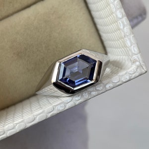 Hexagon Tanzanite Ring, Bezel Setting Tanzanite Ring, Tanzanite Ring Antique,  925 Sterling Silver, Engagement Ring, Anniversary Ring