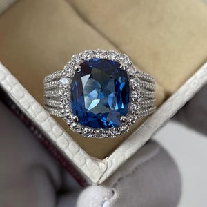 AAA Tanzanite Halo Ring: Kissenschliff, 14k Gold viktorianischen Stil