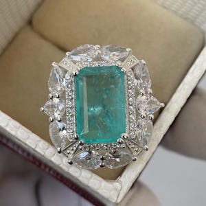 Paraiba Tourmaline Ring, Paraiba Ring, Neon Blue Paraiba Ring, 925 Sterling Silver, Octagon Cut Ring, Victorian Ring, Engagement Ring
