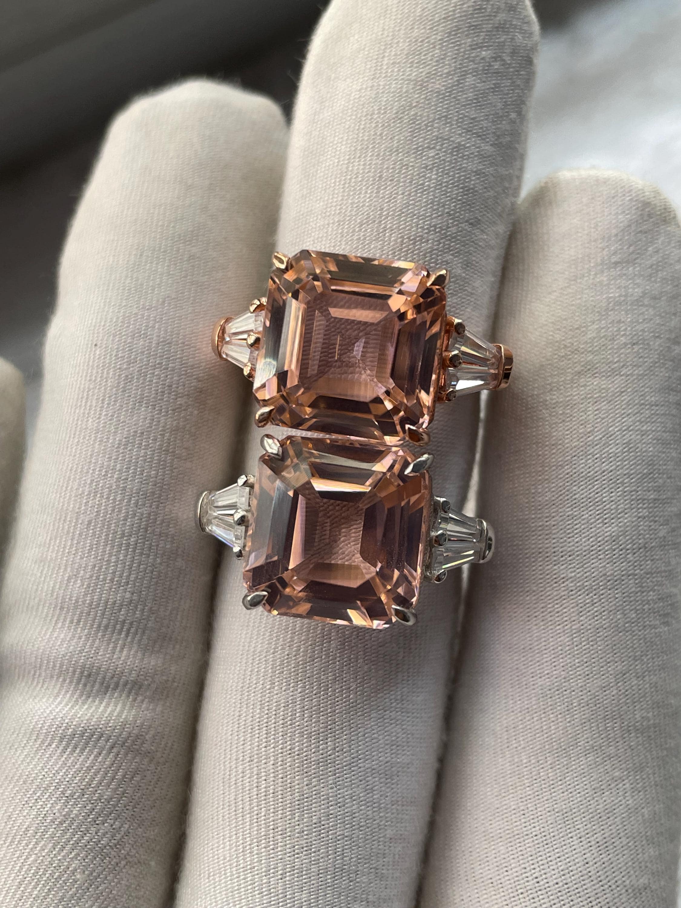 Asscher Cut Peach Morganite Ring