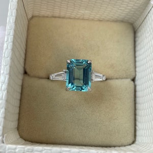 Santa Maria Aquamarine Ring for Women | Octagon Cut Aquamarine Engagement Ring | 925 Sterling Silver Bridal Jewelry | Wedding Gift for Her