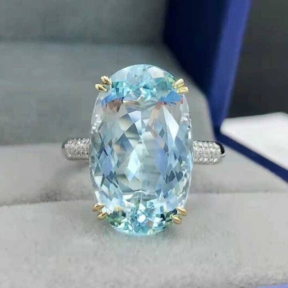 Anillo aguamarina grande sales