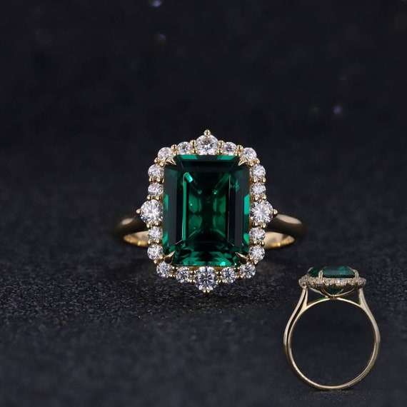 Vintage Peridot Ring Bezel Set Emerald Cut Ring | LUO