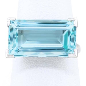 Vintage Aquamarine Ring, Aquamarine Engagement Ring, Art Deco Ring, Rectangular Cut, Statement Ring, Sterling Silver Ring, Promise Ring