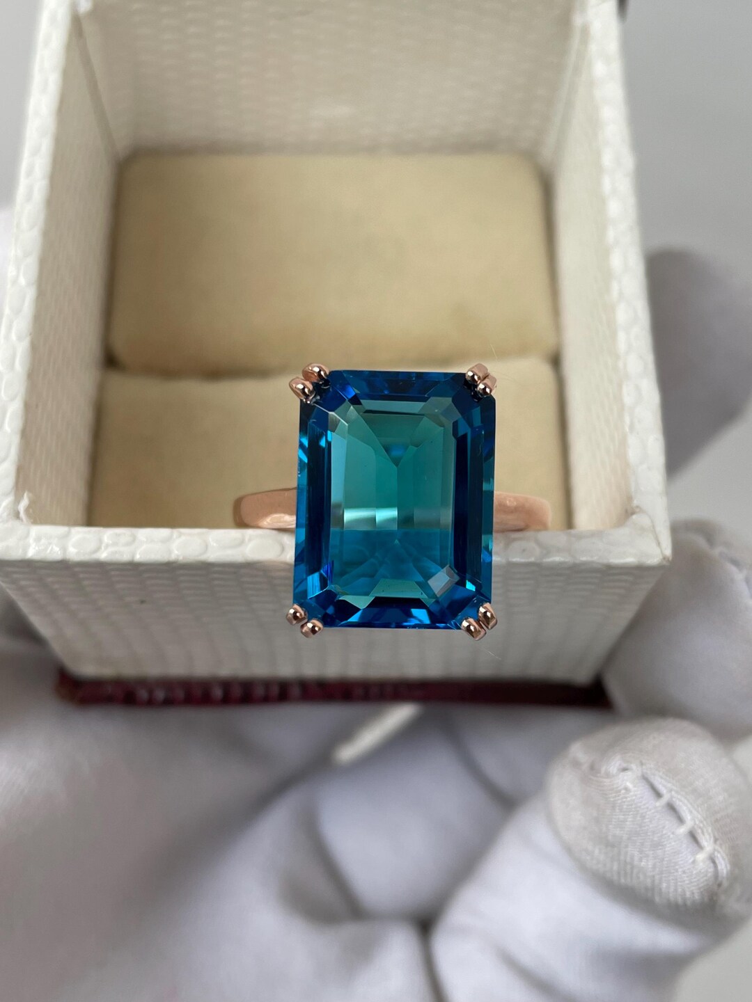 Emerald Cut London Blue Topaz Ring: Sterling Silver Statement Ring - Etsy