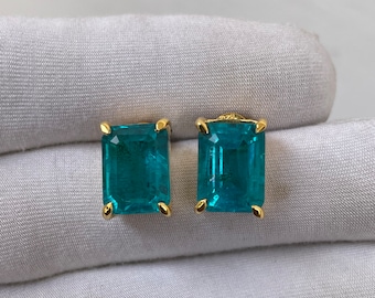 Clous d'oreilles en quartz Paraiba : bijoux de mariage en argent sterling