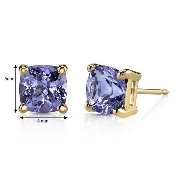 Gold Over Sterling Silver 1.0CT Natural Tanzanite Stud Earrings main image 0