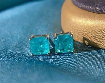 Paraiba Ohrstecker, Turmalin Ohrringe, Paraiba Silber Ohrringe, 925 Sterling Silber, Hochzeitsgeschenk Ohrringe, Braut & Jubiläumsgeschenk