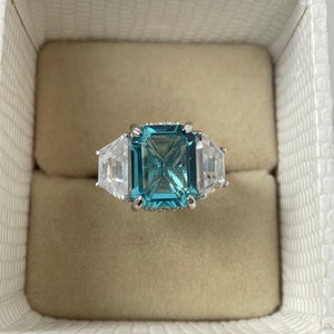 Aquamarine Vintage Ring, Emerald Cut Aquamarine Ring, 935 Sterling Silver, Wedding Ring, Engagement Ring, Promise Ring, Gift for her