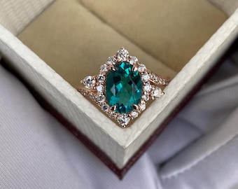 Anillo Paraíba Azul Neón: Corte Ovalado, Plata de Ley 925