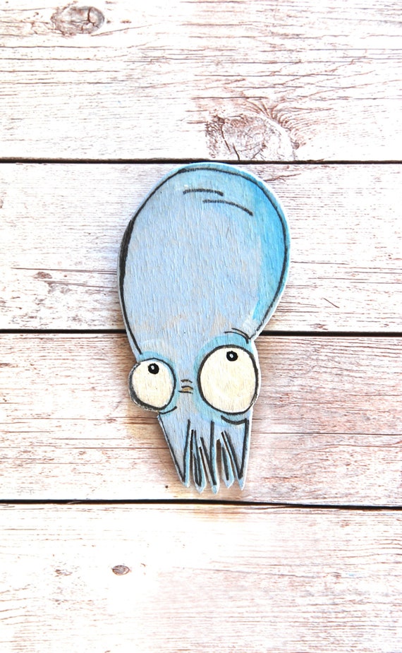 Squid Brooch For Your Jacket Squid Cuttlefish Wood Brooch Etsy