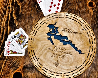 Custom Lake-Themed Cribbage Board – Personalized Laser Cut & Handcrafted Design