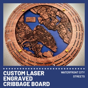 Planche de cribbage personnalisée au bord de l'eau - cadeau de jeu personnalisable découpé au laser