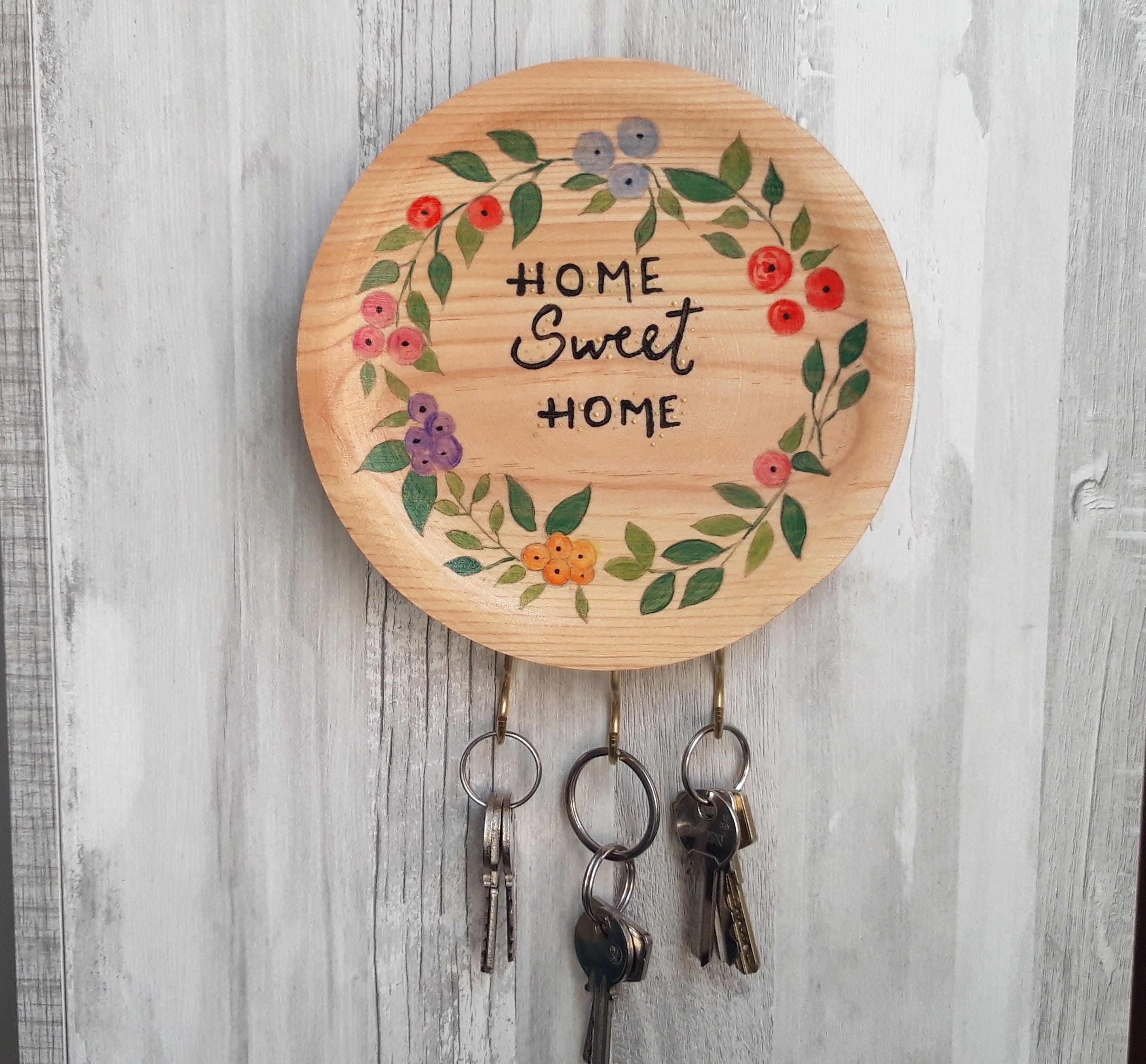 Cuelgallaves de madera “HOME”