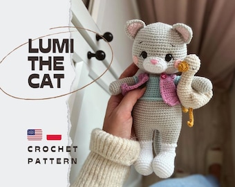 PDF Lumi The Cat/Crochet Pattern in english and polish/PRODUKT CYFROWY/ Amigurumi Cat – Cute Kitten Crochet Toy- Instant Download Pattern