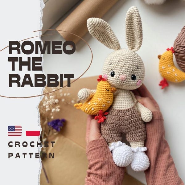PDF-Häkelanleitung für Romeo den Hasen (Amigurumi) in Englisch und Polnisch / DIGITALES PRODUKT