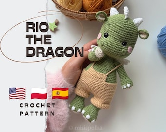 Rio The Dragon/Crochet Pattern in English, Polish, Spanish/DIGITAL PRODUCT