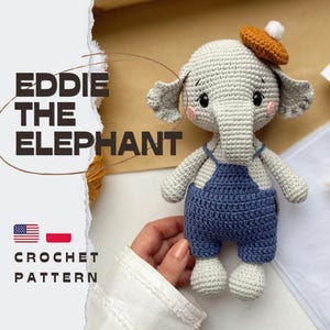 PDF Eddie el Elefante/Patrón de ganchillo para amigurumi en inglés/polaco/PRODUCTO DIGITAL