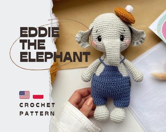 PDF Eddie The Elephant/Crochet Pattern amigurumi in english/polish/PRODUKT CYFROWY