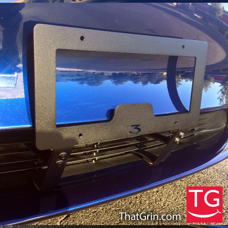 Tesla Model 3 Front License Plate Frame Mount Thatgrin Slipstream Bracket Protected Metal Design