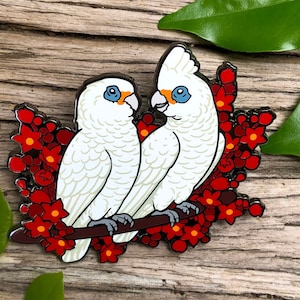 Little Corellas Hard Enamel Pin | Bird pin | Parrot | Cockatoo | Australian Birds
