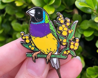 Gouldian Finch Hard Enamel Pin | Lapel Pin | Bird Pin | finch pin | Passerine Pin | Australian wild birds