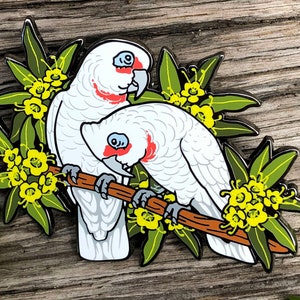 Lang-berechnete Corellas Hard Emaille Pin | Vogel Pin | Papagei | Australische Vögel