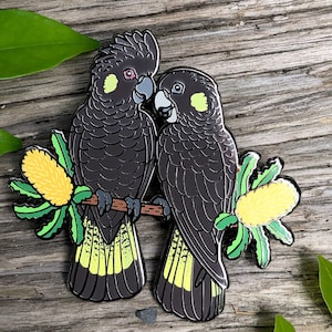 Yellow-tailed Black Cockatoos Hard Enamel Pin | Bird pin | Parrot | Australian Birds