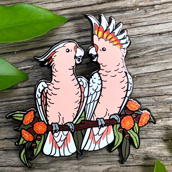 Major Mitchell’s / Pink Cockatoos Hard Enamel Pin | Bird pin | Parrot | Australian Birds