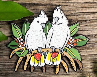 Philippine / Red-vented Cockatoos Hard Enamel Pin | Bird pin | Parrot | Cockatoo | Philippines Birds