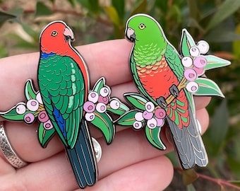 Australian King Parrot Hard Enamel Pin | Lapel Pin | Bird Pin | Parrot Pin | Australian wild birds