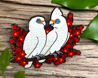 Little Corellas Hard Enamel Pin | Bird pin | Parrot | Cockatoo | Australian Birds