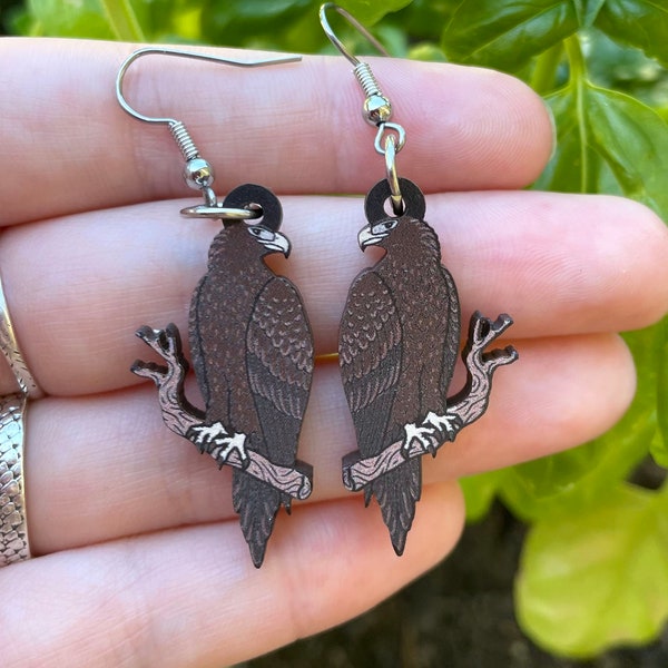 Wedge-tailed Eagle Wooden Earrings | Raptor | Bird of Prey Earrings | Australian Birds